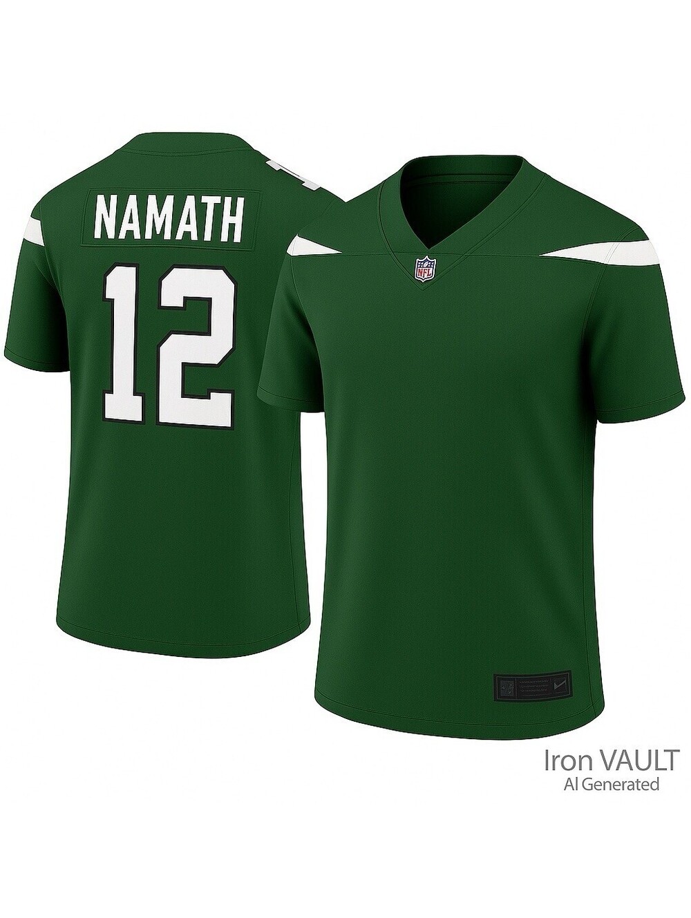 Joe Namath Mens XL Green New York Jets Nike On Field NFL Jersey Defect